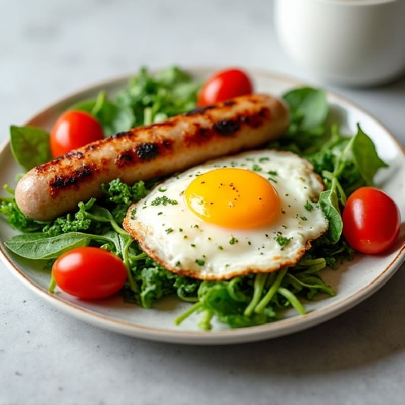 Egg White and Spinach Scramble with Grilled Turkey Sausage