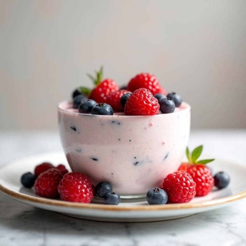 Greek Yogurt Protein Mousse with Mixed Berries