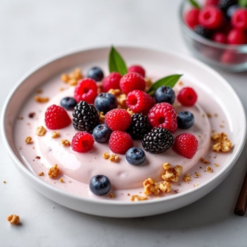 Silky Greek Yogurt Protein Mousse with Mixed Berries