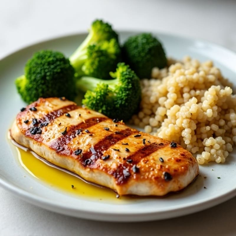 Grilled Chicken Breast with Quinoa and Steamed Broccoli