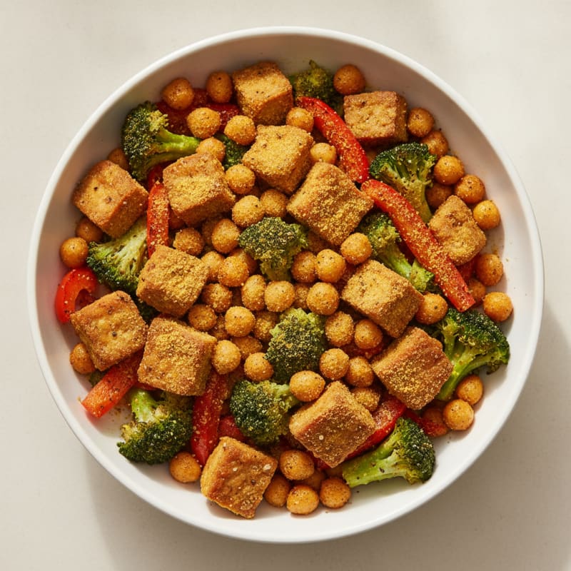Roasted Tempeh and Chickpea Power Bowl