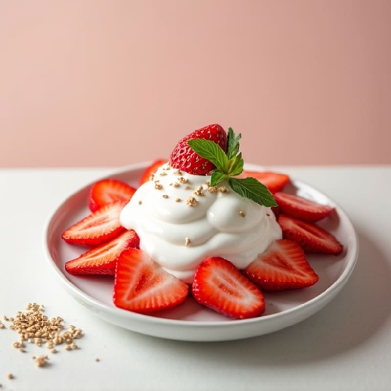Greek Yogurt with Hemp Seeds and Sliced Strawberries