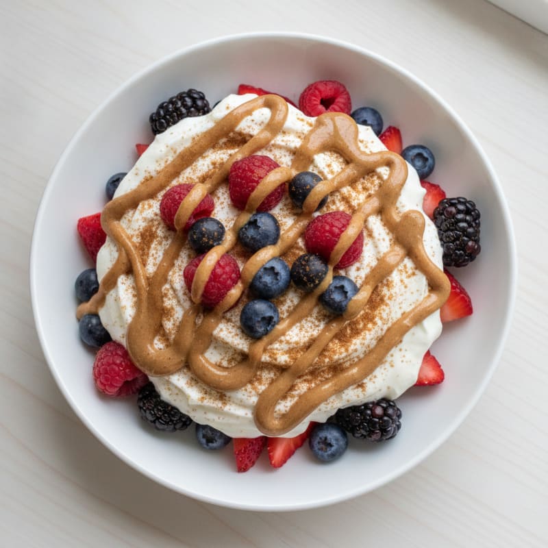 Greek Yogurt Protein Parfait with Mixed Berries and Almond Butter