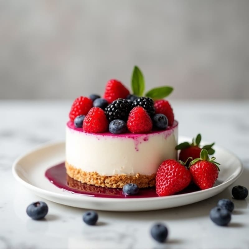 Greek Yogurt Protein Cheesecake with Fresh Berries