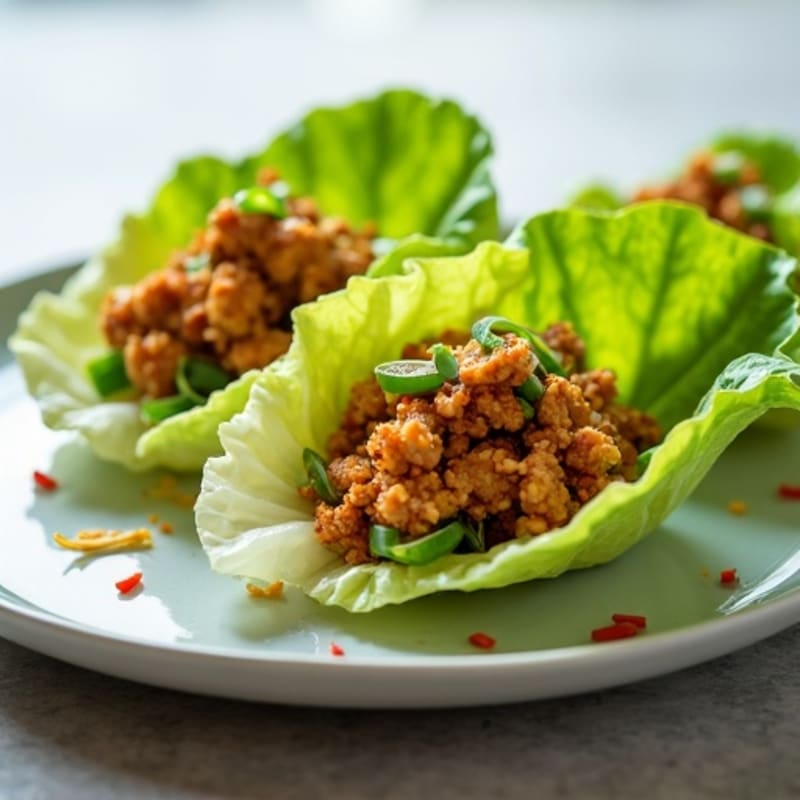 Spicy Garlic Ground Chicken Lettuce Cups