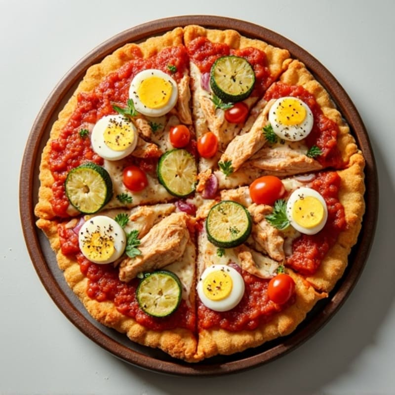 Crispy Cauliflower Crust Pizza with Chicken and Roasted Vegetables