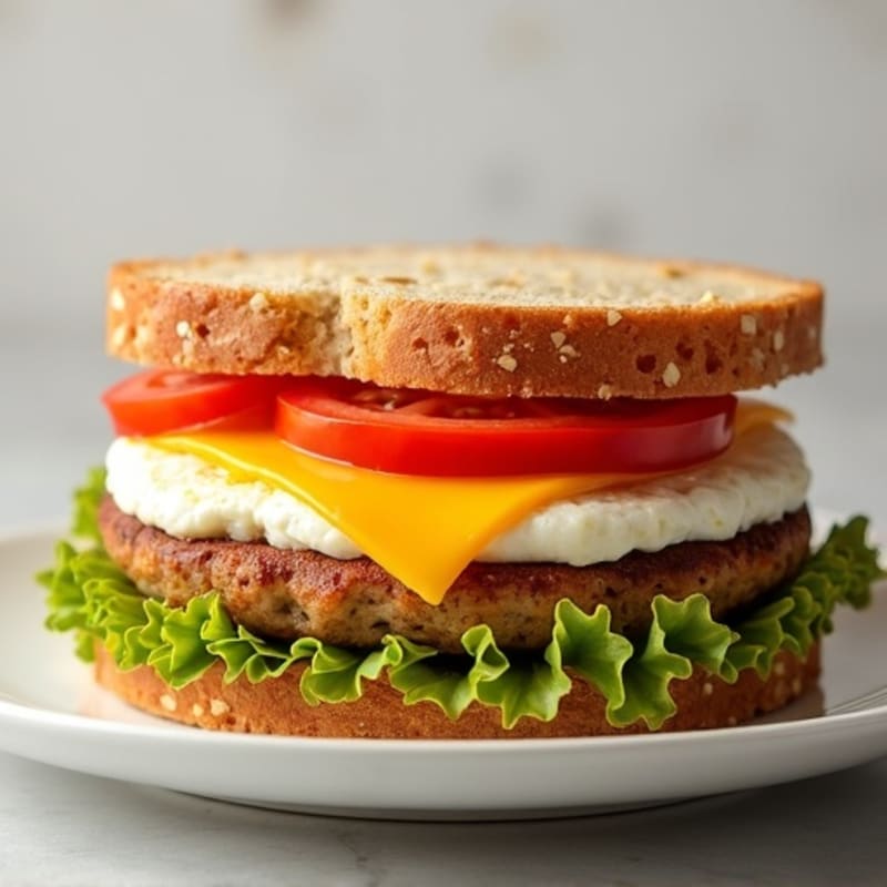 Egg White and Turkey Sausage Breakfast Sandwich with Whole Grain Bread