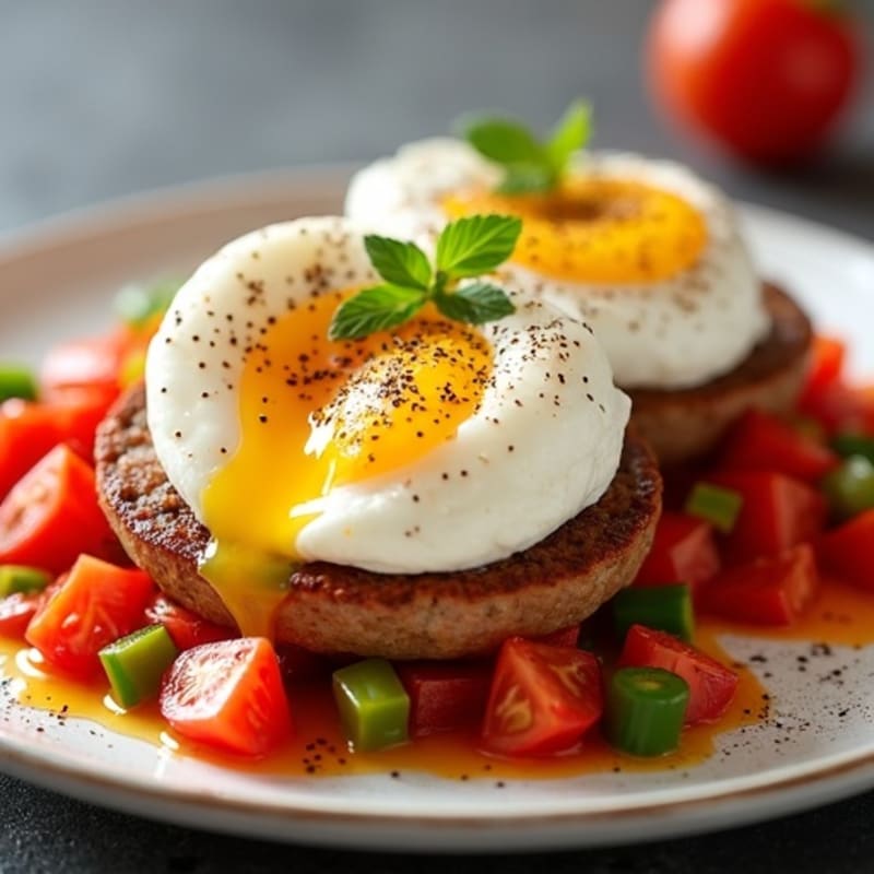 Spicy Tomato Poached Eggs with Bell Peppers