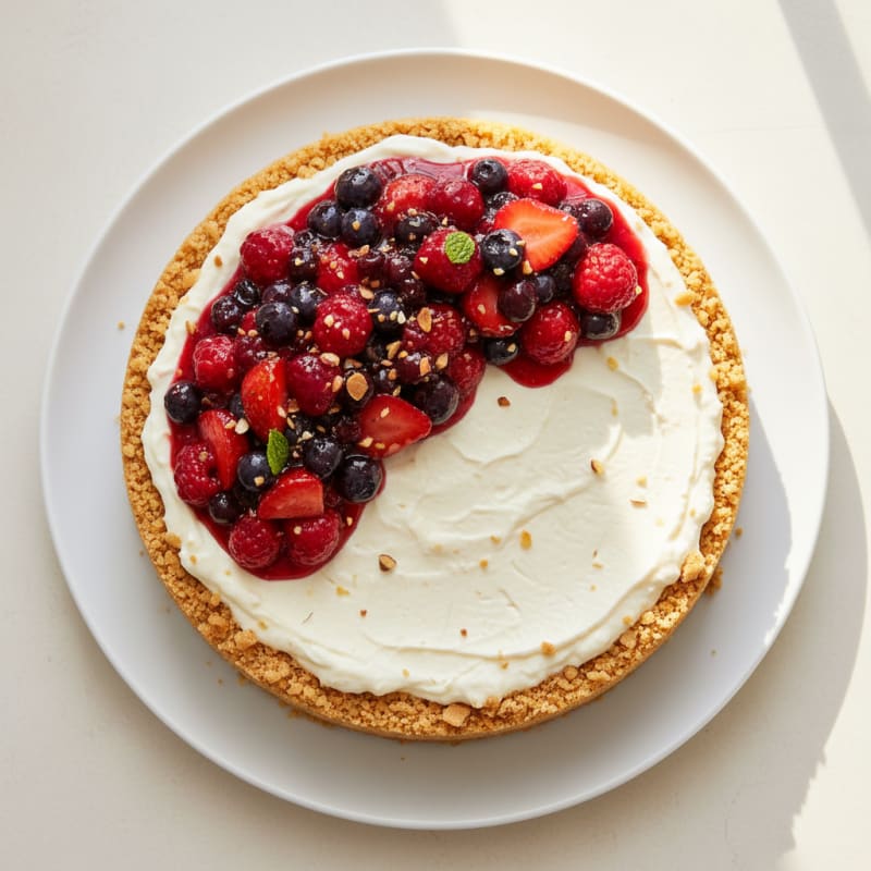 Greek Yogurt Protein Cheesecake with Mixed Berries