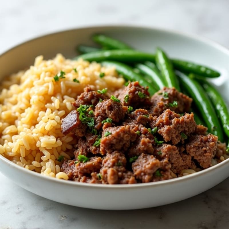 Savory Ground Beef and Rice Skillet with Crispy Green Beans