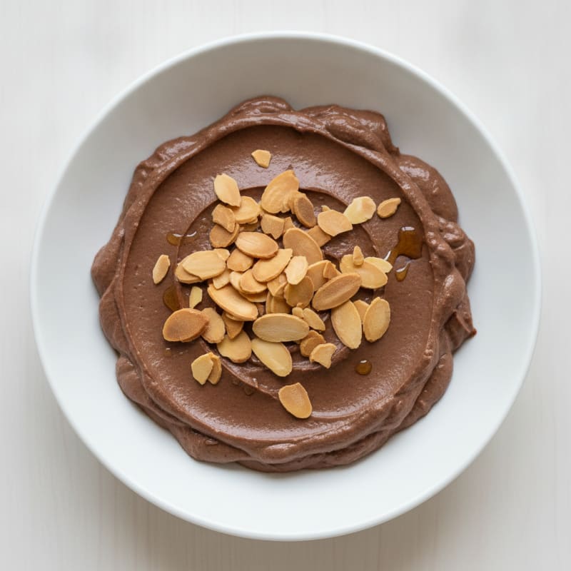 Silky Chocolate Protein Pudding with Sliced Almonds