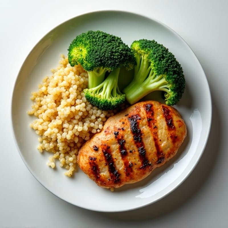 Grilled Chicken Breast with Quinoa and Steamed Broccoli