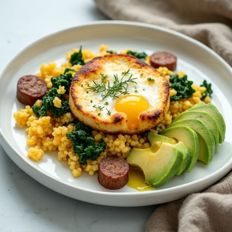Egg White Scramble with Spinach and Turkey Sausage