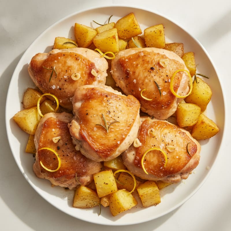Lemon-Herb Roasted Chicken Thighs and Potatoes