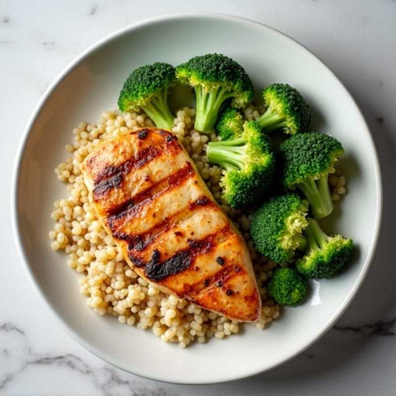 Grilled Chicken Breast with Quinoa and Steamed Broccoli