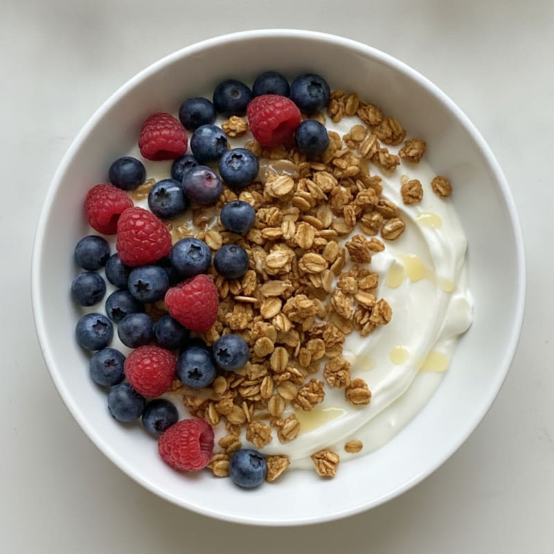 Creamy Greek Yogurt Bowl with Mixed Berries and Protein Granola
