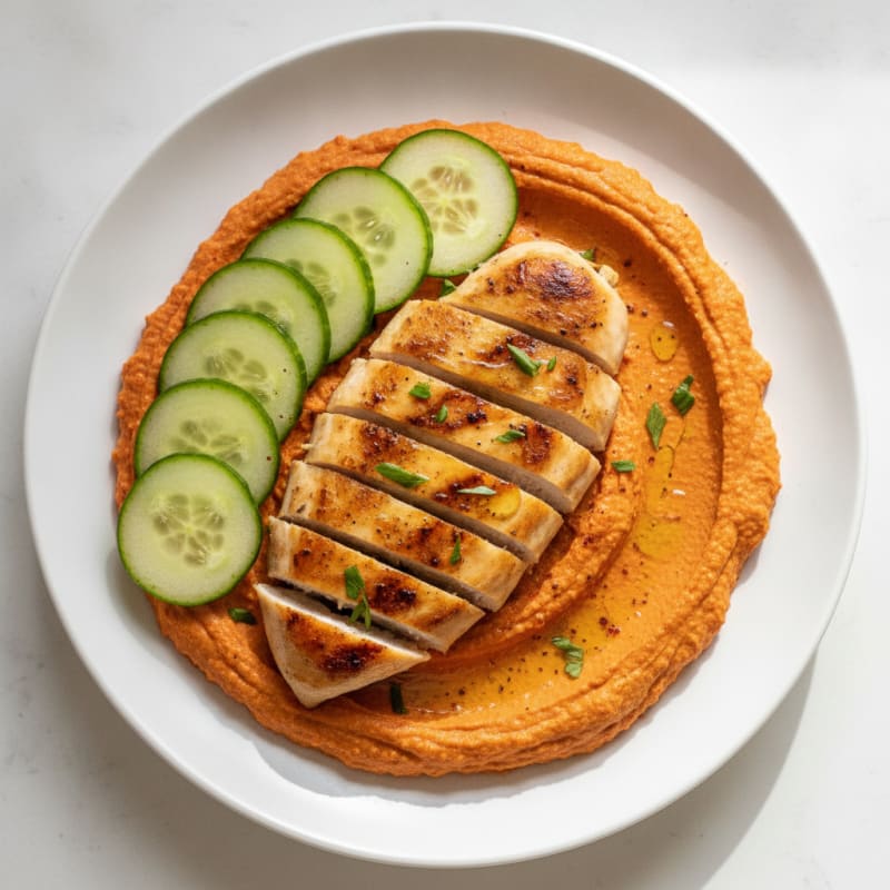 Roasted Red Pepper Hummus Chicken Bowl