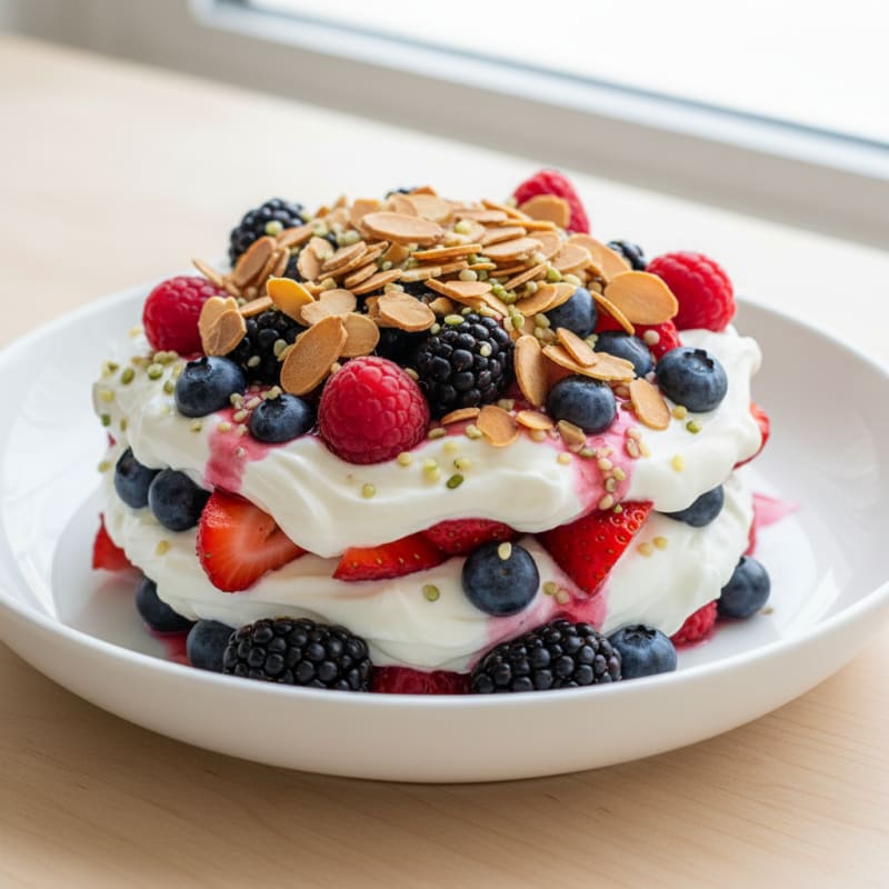 Greek Yogurt Protein Parfait with Mixed Berries