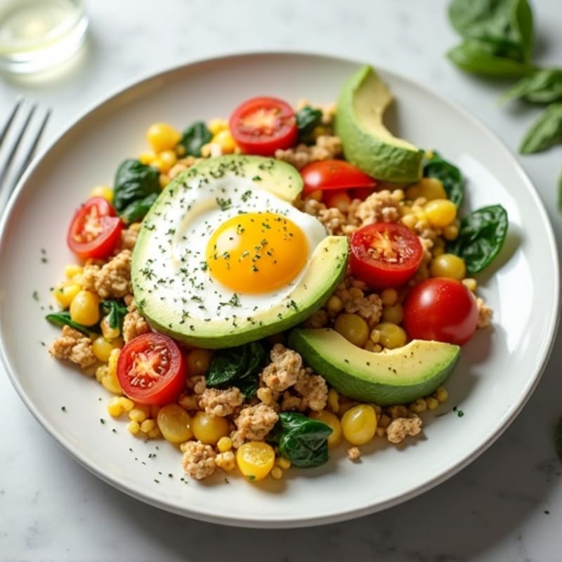 Egg White and Chicken Veggie Scramble