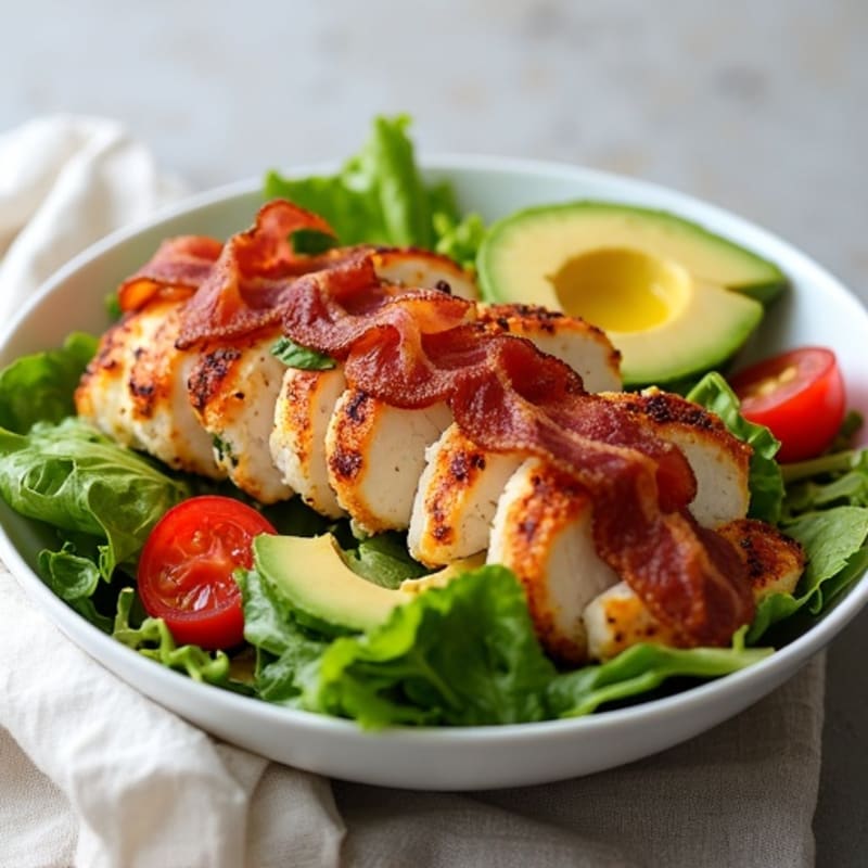 Grilled Chicken, Crispy Bacon, and Fresh Greens Salad