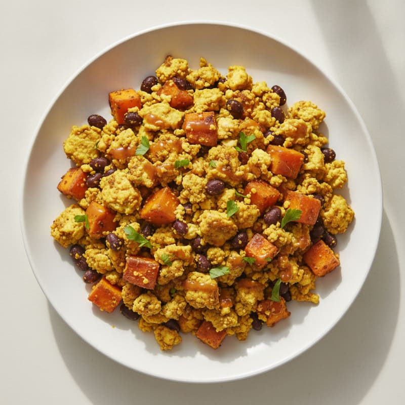 Silky Tofu Scramble with Black Beans and Sweet Potatoes