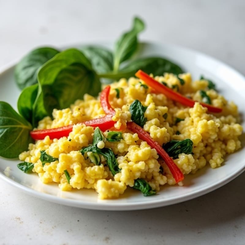 Egg White Veggie Scramble with Fresh Spinach