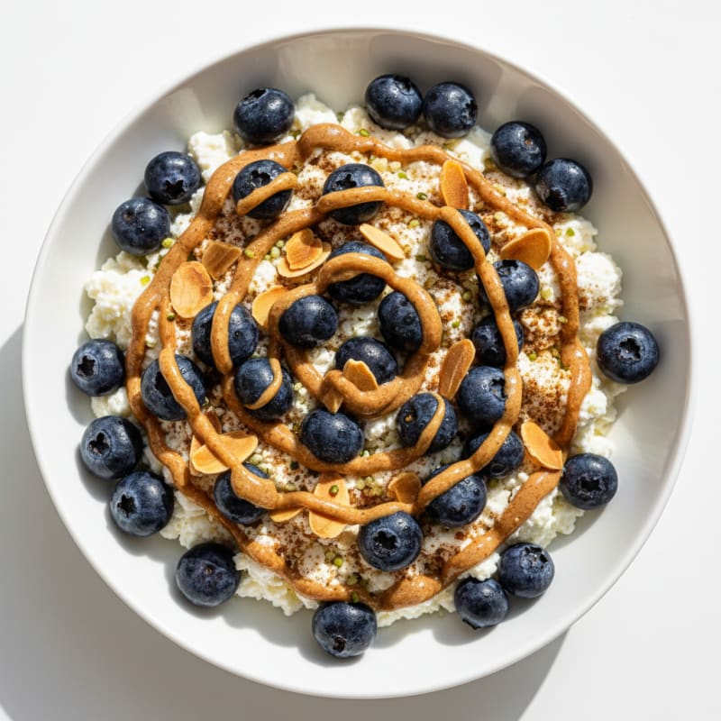 Blueberry Almond Honey Cottage Cheese Bowl