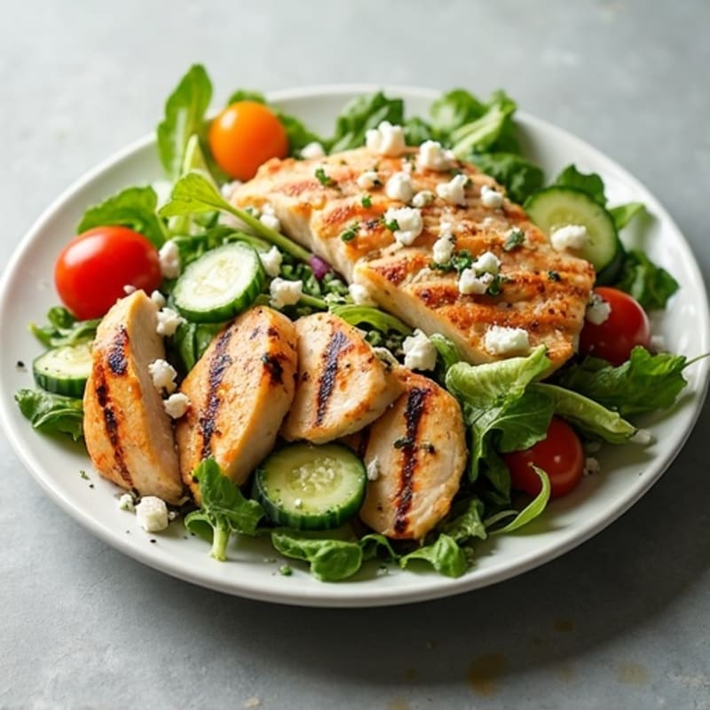 Fresh Vegetable Salad with Crumbly Feta and Lemon-Oregano Dressing