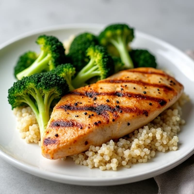 Grilled Chicken Breast with Quinoa and Steamed Broccoli