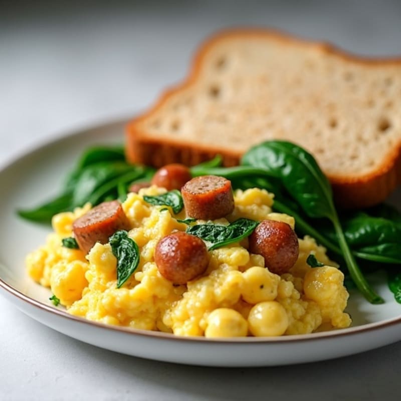 Egg White and Turkey Sausage Scramble with Spinach