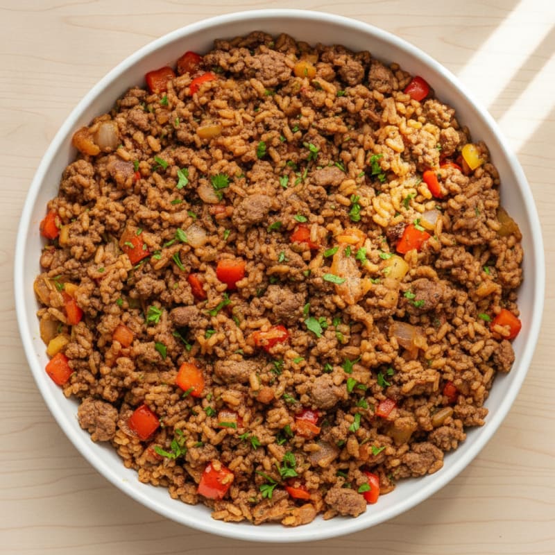 Ground Beef and Red Rice Skillet