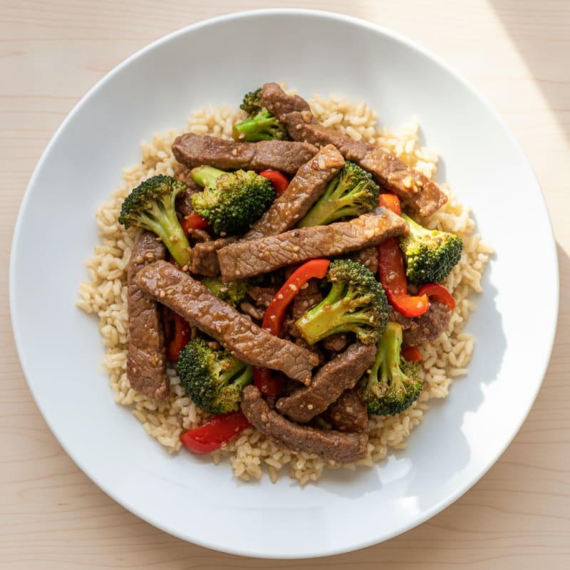 Lean Beef and Vegetable Stir-Fry with Brown Rice