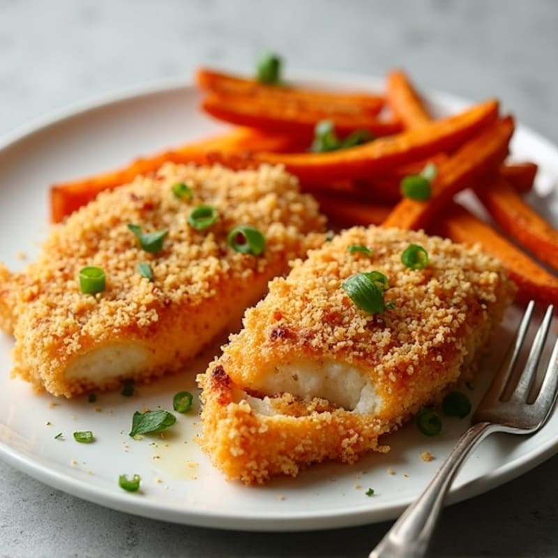 Crispy Baked Cod with Roasted Sweet Potato Fries