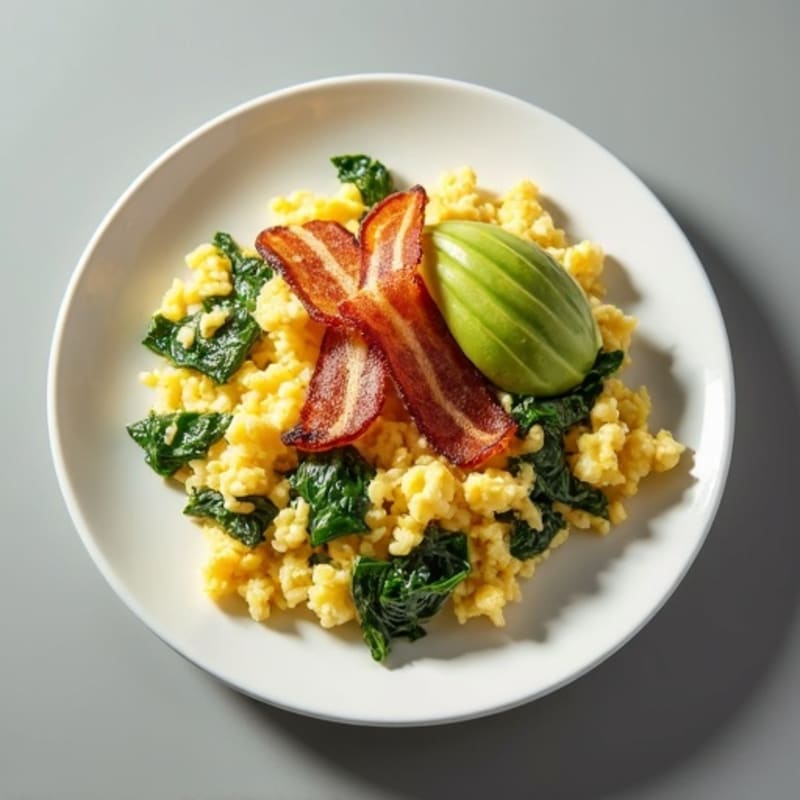 Egg White Scramble with Spinach and Turkey Bacon