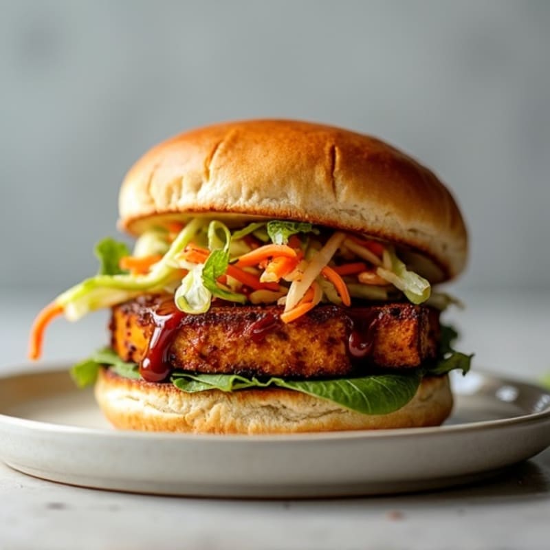 Smoky Tempeh BBQ Sandwich with Crunchy Coleslaw