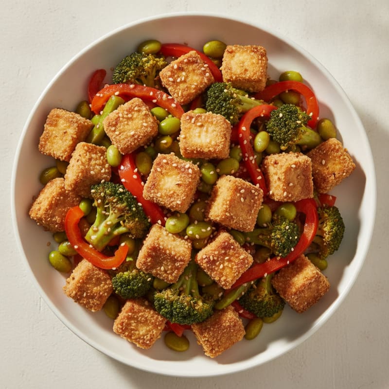 Sesame Tofu Stir-Fry with Mixed Vegetables