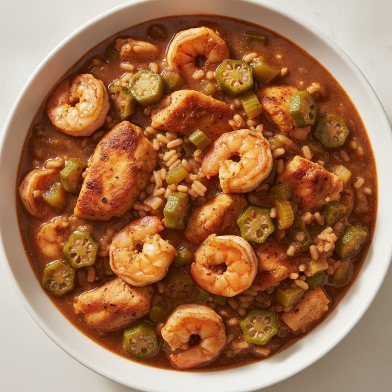 Chicken and Shrimp Gumbo with Okra