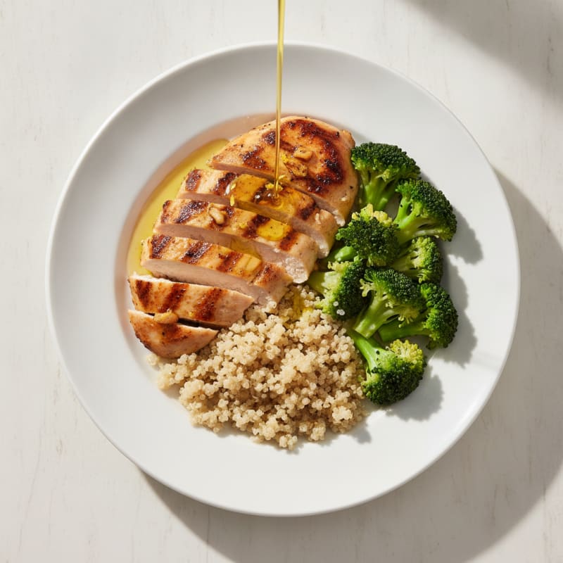 Grilled Chicken Breast with Quinoa and Steamed Broccoli