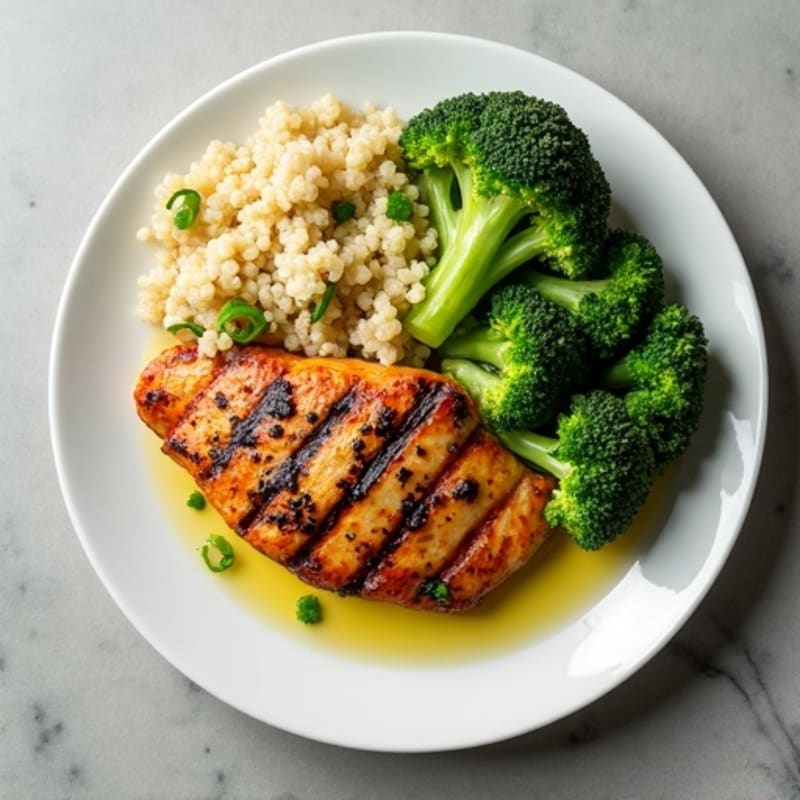 Grilled Chicken Breast with Quinoa and Steamed Broccoli