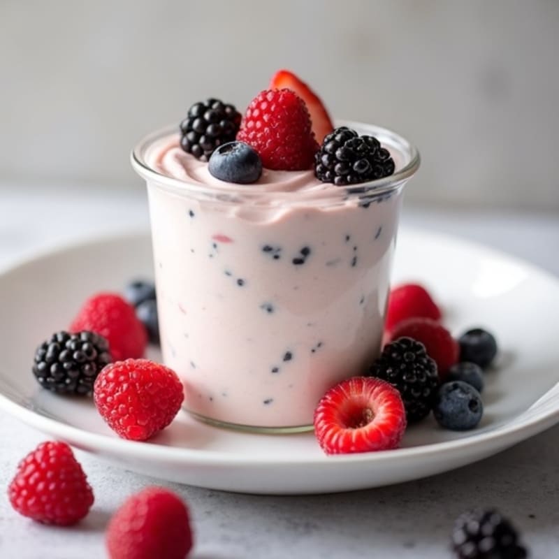 Greek Yogurt Protein Mousse with Mixed Berries