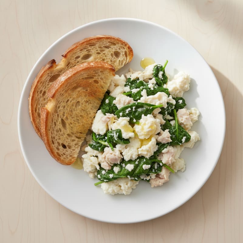 Egg White and Spinach Scramble with Low-Sodium Turkey Breast