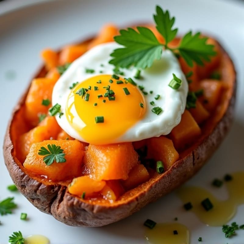 Crispy-Skinned Sweet Potato with Greek Yogurt and Herbs