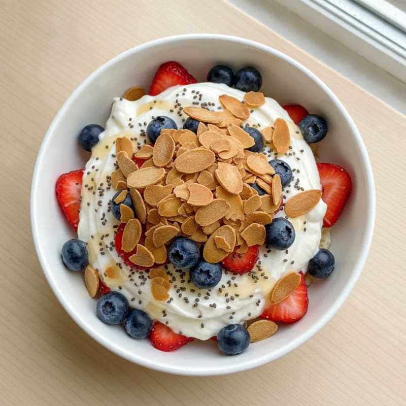 Creamy Greek Yogurt Protein Parfait with Berries and Almonds