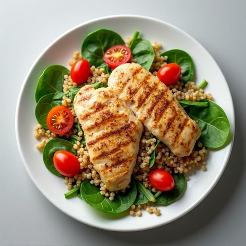 Grilled Chicken and Quinoa Salad with Spinach