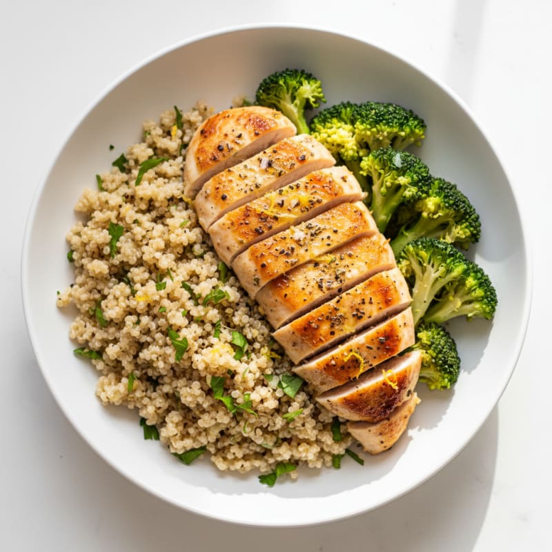 Crispy Lemon-Herb Chicken & Quinoa Bowl