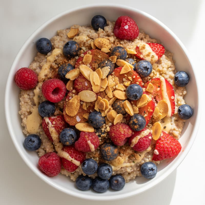 Quinoa Berry Breakfast Bowl with Toasted Almonds