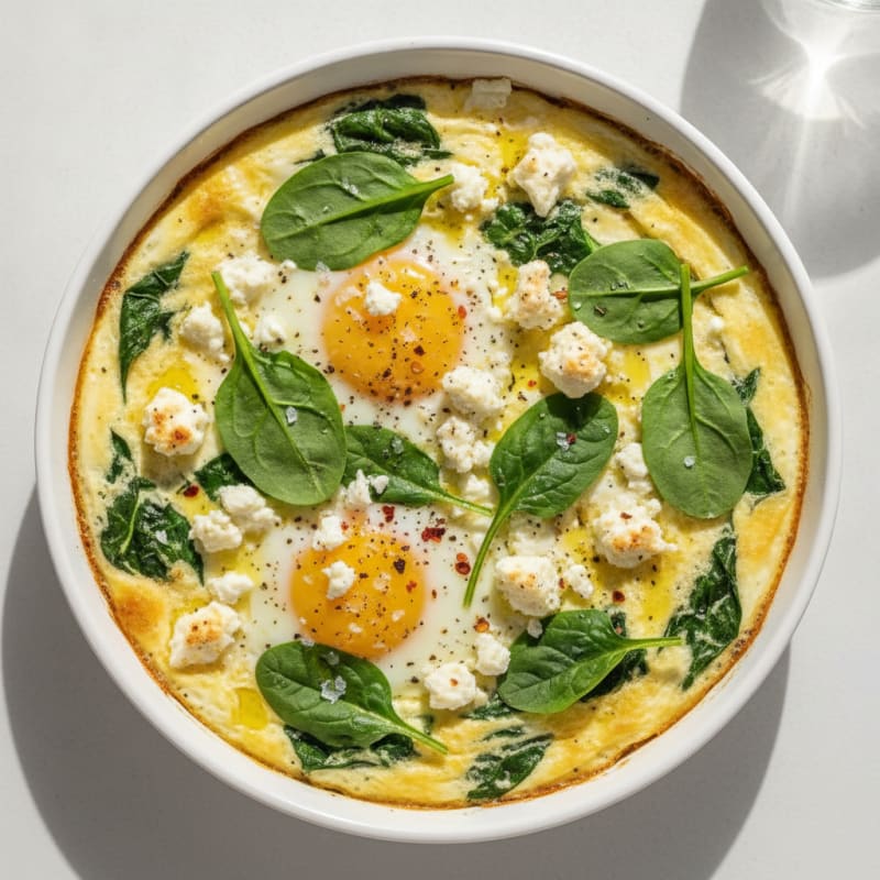 Baked Eggs with Spinach and Feta