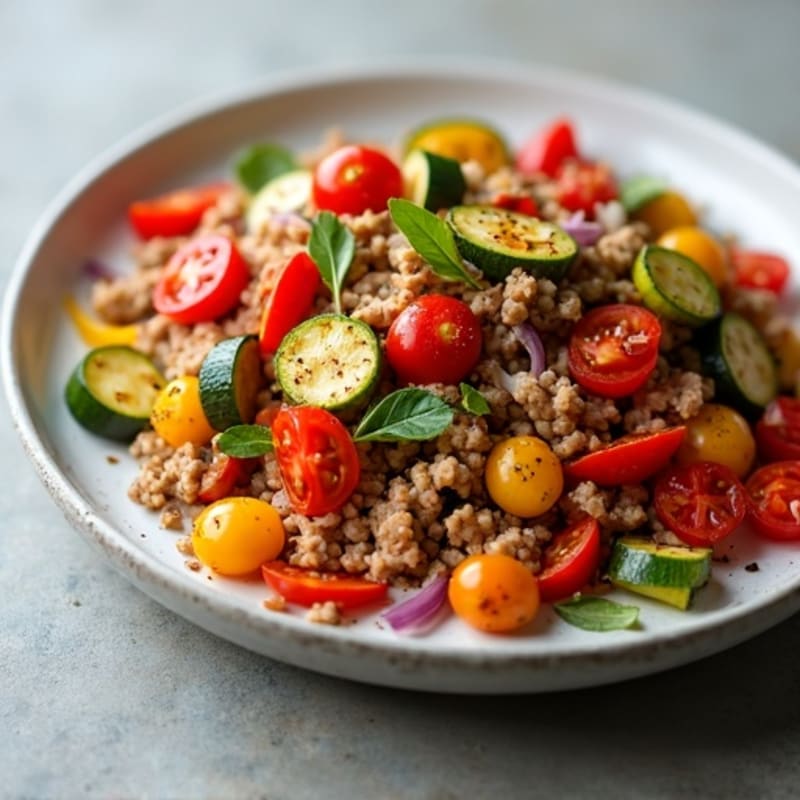 Ground Turkey and Roasted Vegetable Skillet