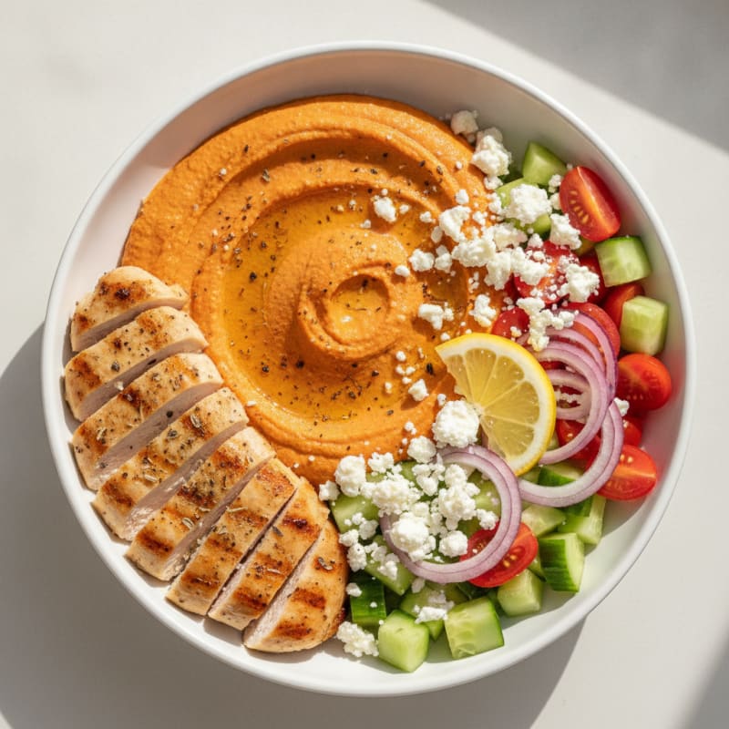 Roasted Red Pepper Hummus Power Bowl