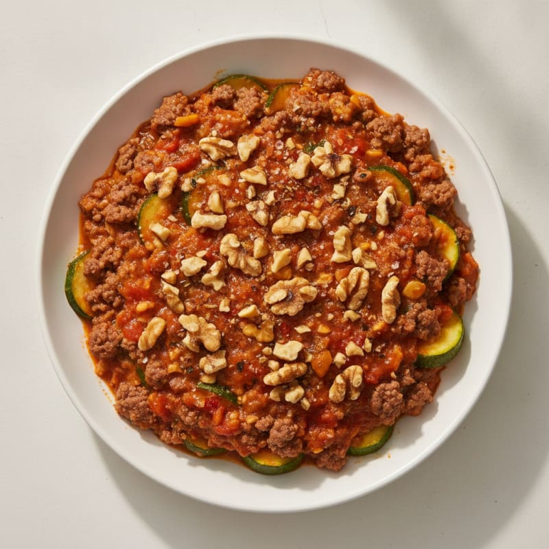 Spicy Ground Beef Casserole with Toasted Walnuts